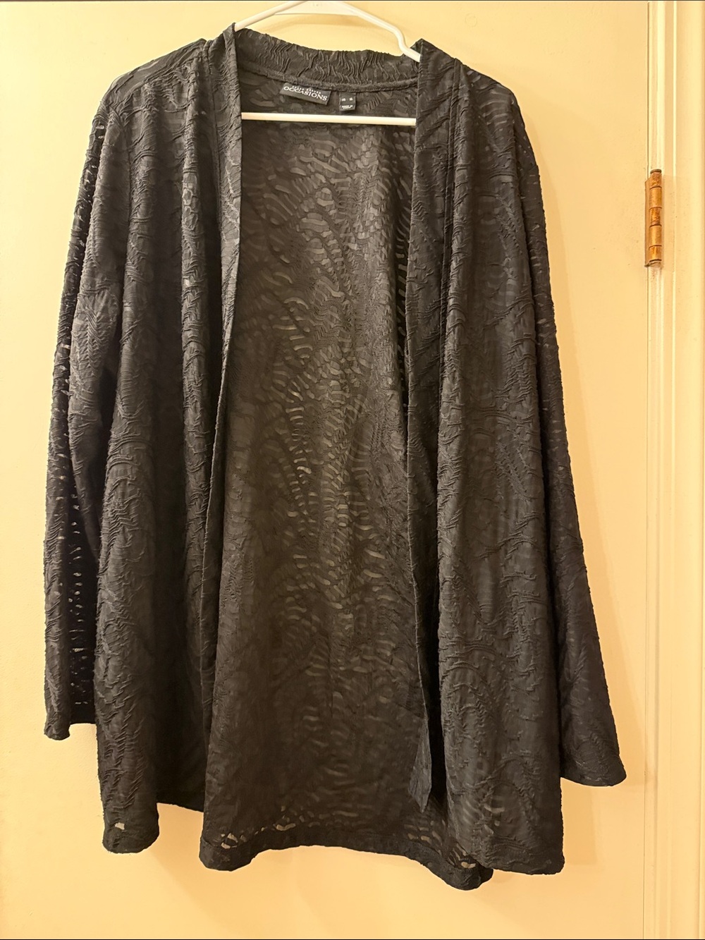 Susan Graver Black Open-Front Textured Cardigan